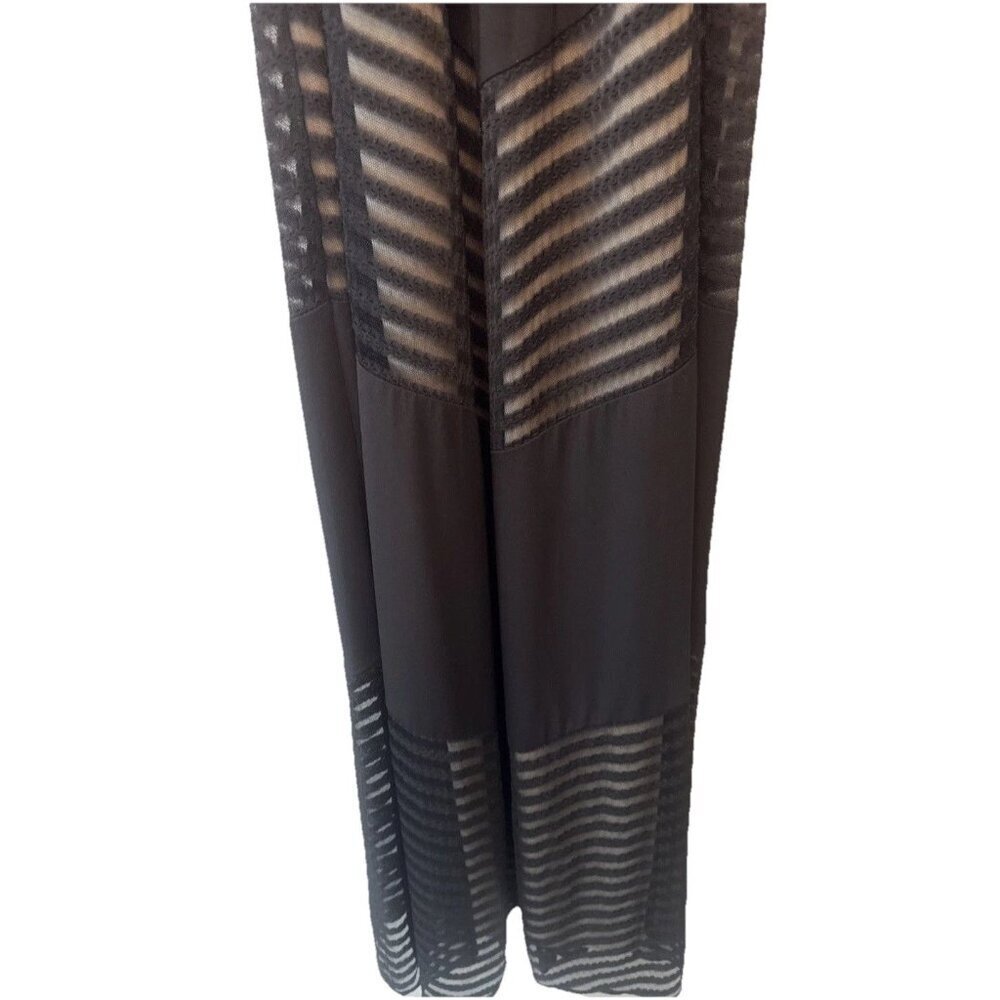 London Times Womens Black Mesh Halter Maxi Dress Sz 4P Whimsigoth Witchy Fairy‎ - Picture 3 of 11